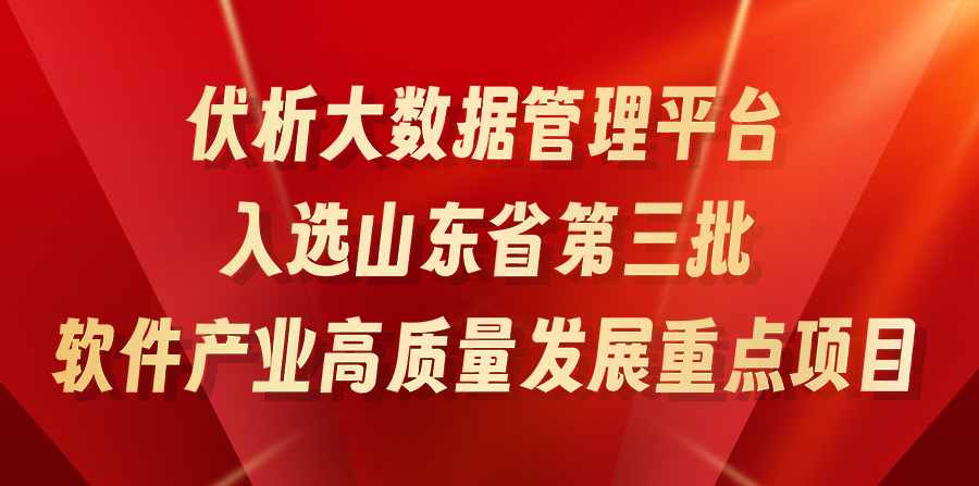 伏析大數據管理(lǐ)平台入選山(shān)東省第三批軟件産(chǎn)業高質(zhì)量發展重點項目